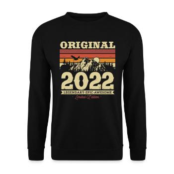 Cadeau d’anniversaire vintage 2022 1/2 ans - Sweat-shirt Unisexe - noir - Devant - Alina (178cm) & Michal (187cm)