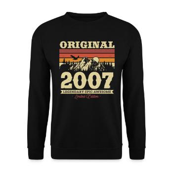 Vintage Geburtstagsgeschenk 2007 - Unisex Pullover - Schwarz - Vorne - Alina (178cm) & Michal (187cm)