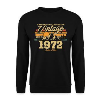 Vintage 1972 Birthday Gift - Unisex Sweatshirt - black - Front - Alina (178cm) & Michal (187cm)