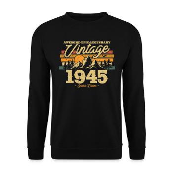 Gift 1945 Vintage 78/79 Years - Unisex Sweatshirt - black - Front - Alina (178cm) & Michal (187cm)