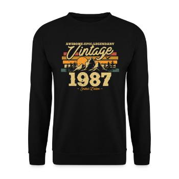 Vintage 1987 Geburtstagsgeschenk - Unisex Pullover - Schwarz - Vorne - Alina (178cm) & Michal (187cm)