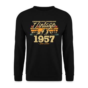 Vintage 1957 Geburtstagsgeschenk - Unisex Pullover - Schwarz - Vorne - Alina (178cm) & Michal (187cm)