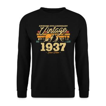 Cadeau pour le millésime 86/87e anniversaire 1937 - Sweat-shirt Unisexe - noir - Devant - Alina (178cm) & Michal (187cm)
