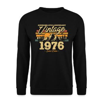 Cadeau pour 47/48ème Anniversaire 1976 Vintage - Sweat-shirt Unisexe - noir - Devant - Alina (178cm) & Michal (187cm)
