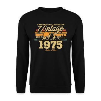 Birthday Gift Vintage 1975 48/49 years - Unisex Sweatshirt - black - Front - Alina (178cm) & Michal (187cm)