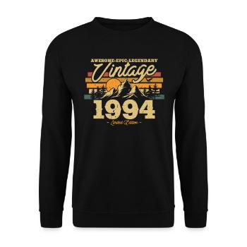 Vintage 1994 Cadeau d’anniversaire - Sweat-shirt Unisexe - noir - Devant - Alina (178cm) & Michal (187cm)