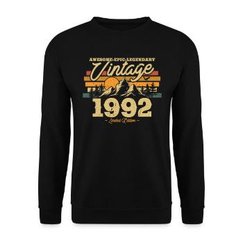 Vintage 1992 Cadeau d’anniversaire - Sweat-shirt Unisexe - noir - Devant - Alina (178cm) & Michal (187cm)