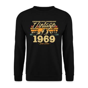 Cadeau d’anniversaire vintage 1969 - Sweat-shirt Unisexe - noir - Devant - Alina (178cm) & Michal (187cm)