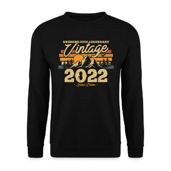 Cadeau d’anniversaire vintage 2022 1/2 ans - Sweat-shirt Unisexe - noir - Devant - Alina (178cm) & Michal (187cm)