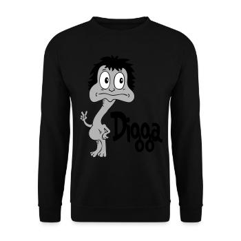 Sprüche Lustige Comic Digga - Unisex Pullover - Schwarz - Vorne - Alina (178cm) & Michal (187cm)