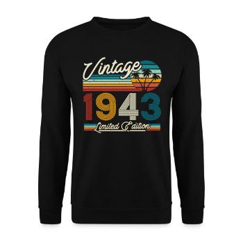 Vintage 1943 Geburtstagsgeschenk - Unisex Pullover - Schwarz - Vorne - Alina (178cm) & Michal (187cm)