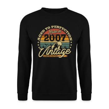 Vintage 2007 Cadeau d’anniversaire - Sweat-shirt Unisexe - noir - Devant - Alina (178cm) & Michal (187cm)