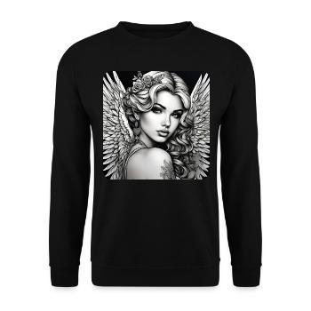 Cute angel with flowers and tattoos - Unisex Sweatshirt - black - Front - Alina (178cm) & Michal (187cm)