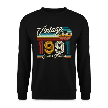 Vintage 1991 Gift Idea - Unisex Sweatshirt - black - Front - Alina (178cm) & Michal (187cm)