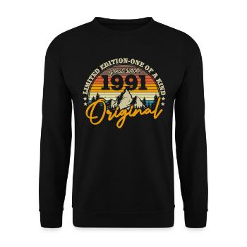 Vintage 1991 Birthday Gift - Unisex Sweatshirt - black - Front - Alina (178cm) & Michal (187cm)