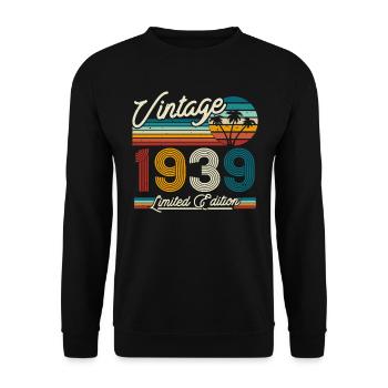 Birthday present born in 1939 84/85 years - Unisex Sweatshirt - black - Front - Alina (178cm) & Michal (187cm)