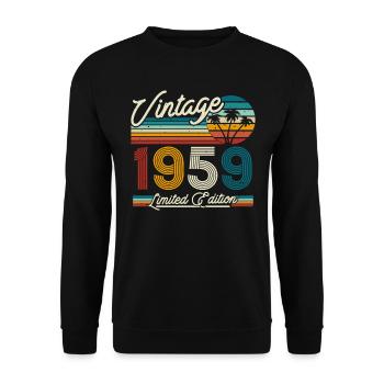 Vintage 1959 Geburtstagsgeschenk - Unisex Pullover - Schwarz - Vorne - Alina (178cm) & Michal (187cm)