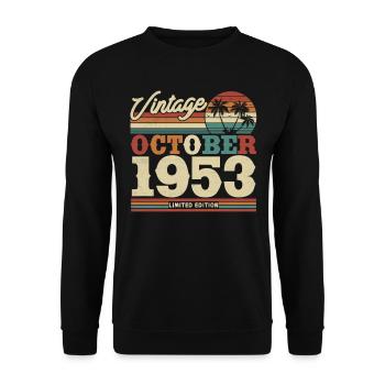 Vintage Birthday Gift Oct. 1953 70/71 y. - Unisex Sweatshirt - black - Front - Alina (178cm) & Michal (187cm)