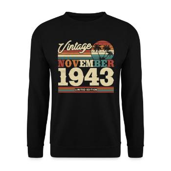 Vintage Geschenk 80/81 Jahre - Unisex Pullover - Schwarz - Vorne - Alina (178cm) & Michal (187cm)