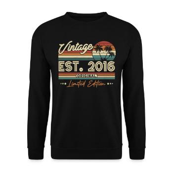Vintage Birthday Gift 2016 7/8 years - Unisex Sweatshirt - black - Front - Alina (178cm) & Michal (187cm)