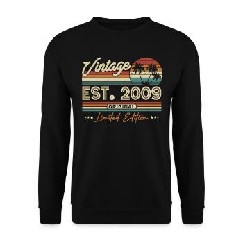 2009 Vintage Geburtstag - Unisex Pullover - Schwarz - Vorne - Alina (178cm) & Michal (187cm)