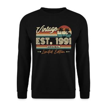 Vintage Geburtstagsgeschenk 1991 - Unisex Pullover - Schwarz - Vorne - Alina (178cm) & Michal (187cm)