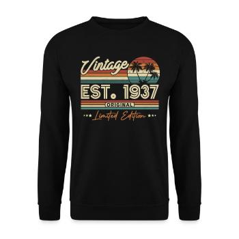 1937 Birthday present - Unisex Sweatshirt - black - Front - Alina (178cm) & Michal (187cm)