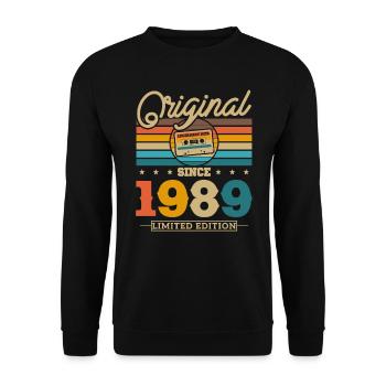1989 Chemise d’anniversaire vintage - Sweat-shirt Unisexe - noir - Devant - Alina (178cm) & Michal (187cm)