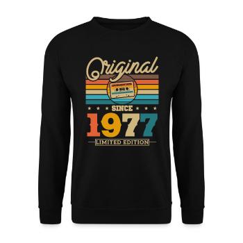 Vintage Anniversaire 1977 Rétro - Sweat-shirt Unisexe - noir - Devant - Alina (178cm) & Michal (187cm)