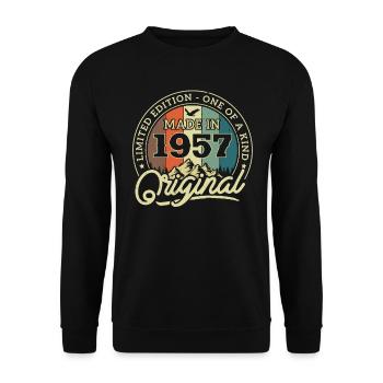 Cadeau d’anniversaire nostalgique 1957 - Sweat-shirt Unisexe - noir - Devant - Alina (178cm) & Michal (187cm)
