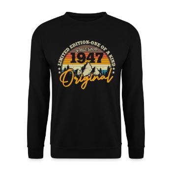 Cadeau d’anniversaire rétro 1947 - 76/77 ans - Sweat-shirt Unisexe - noir - Devant - Alina (178cm) & Michal (187cm)
