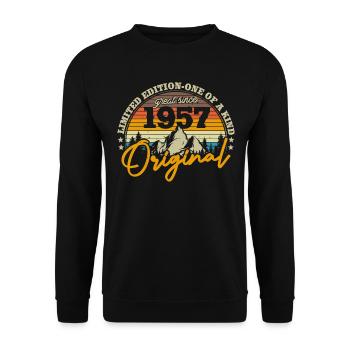 Cadeau d’anniversaire rétro '57 66/67 ans - Sweat-shirt Unisexe - noir - Devant - Alina (178cm) & Michal (187cm)