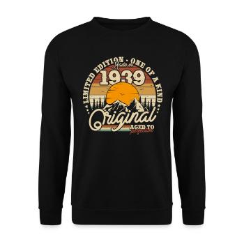 1939 Vintage Birthday Gift - Unisex Sweatshirt - black - Front - Alina (178cm) & Michal (187cm)
