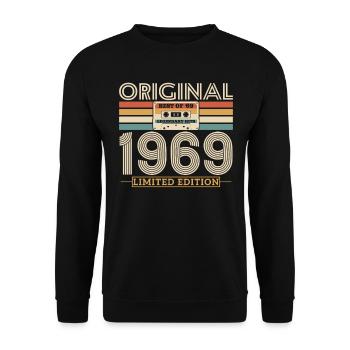 1969 Vintage Anniversaire Rétro - Sweat-shirt Unisexe - noir - Devant - Alina (178cm) & Michal (187cm)