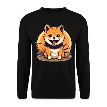 Halloween Design Shiba Inu Design - Unisex Sweatshirt - black - Front - Alina (178cm) & Michal (187cm)