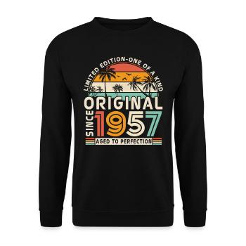 1957 Chemise d’anniversaire vintage - Sweat-shirt Unisexe - noir - Devant - Alina (178cm) & Michal (187cm)