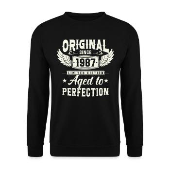 Millésime 1987 Cadeau d’anniversaire - Sweat-shirt Unisexe - noir - Devant - Alina (178cm) & Michal (187cm)