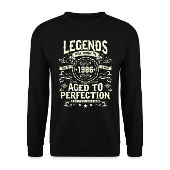 Legendäres 1986er Geburtstagsgeschenk - Unisex Pullover - Schwarz - Vorne - Alina (178cm) & Michal (187cm)