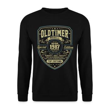 Vintage Geburtstagsgeschenk 1987 - Unisex Pullover - Schwarz - Vorne - Alina (178cm) & Michal (187cm)