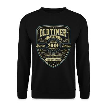 Vintage 2001 Geschenkidee - Unisex Pullover - Schwarz - Vorne - Alina (178cm) & Michal (187cm)