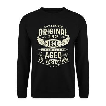 Cadeau vintage des années 1950 - 73 ans - Sweat-shirt Unisexe - noir - Devant - Alina (178cm) & Michal (187cm)