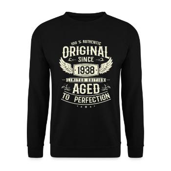 Birthday present born in 1938 85 years - Unisex Sweatshirt - black - Front - Alina (178cm) & Michal (187cm)