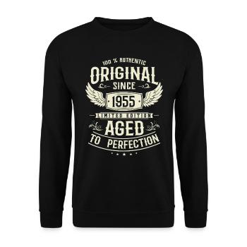 Cadeau d’anniversaire: Millésime 1955 - 68 ans - Sweat-shirt Unisexe - noir - Devant - Alina (178cm) & Michal (187cm)