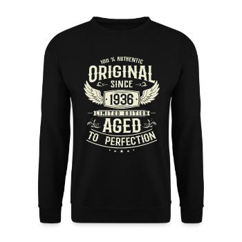 Millésime 1936 - Cadeau d’anniversaire unique - Sweat-shirt Unisexe - noir - Devant - Alina (178cm) & Michal (187cm)