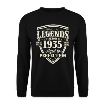 Vintage 1935 Cadeau d’anniversaire - Sweat-shirt Unisexe - noir - Devant - Alina (178cm) & Michal (187cm)