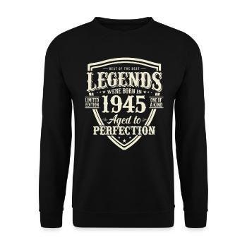 Vintage 1945 Birthday Surprise - Unisex Sweatshirt - black - Front - Alina (178cm) & Michal (187cm)