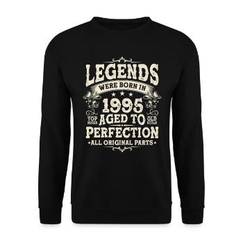 Legendary 1995 Born Gift - Unisex Sweatshirt - black - Front - Alina (178cm) & Michal (187cm)