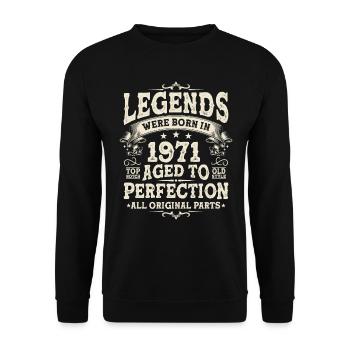 Legenden 1971 Geboren - Unisex Pullover - Schwarz - Vorne - Alina (178cm) & Michal (187cm)