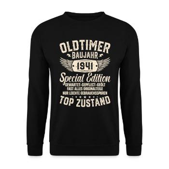1941 Oldtimer Geschenk - Unisex Pullover - Schwarz - Vorne - Alina (178cm) & Michal (187cm)