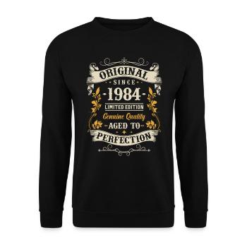 Retro Geburtstagsgeschenk 1984 Original - Unisex Pullover - Schwarz - Vorne - Alina (178cm) & Michal (187cm)